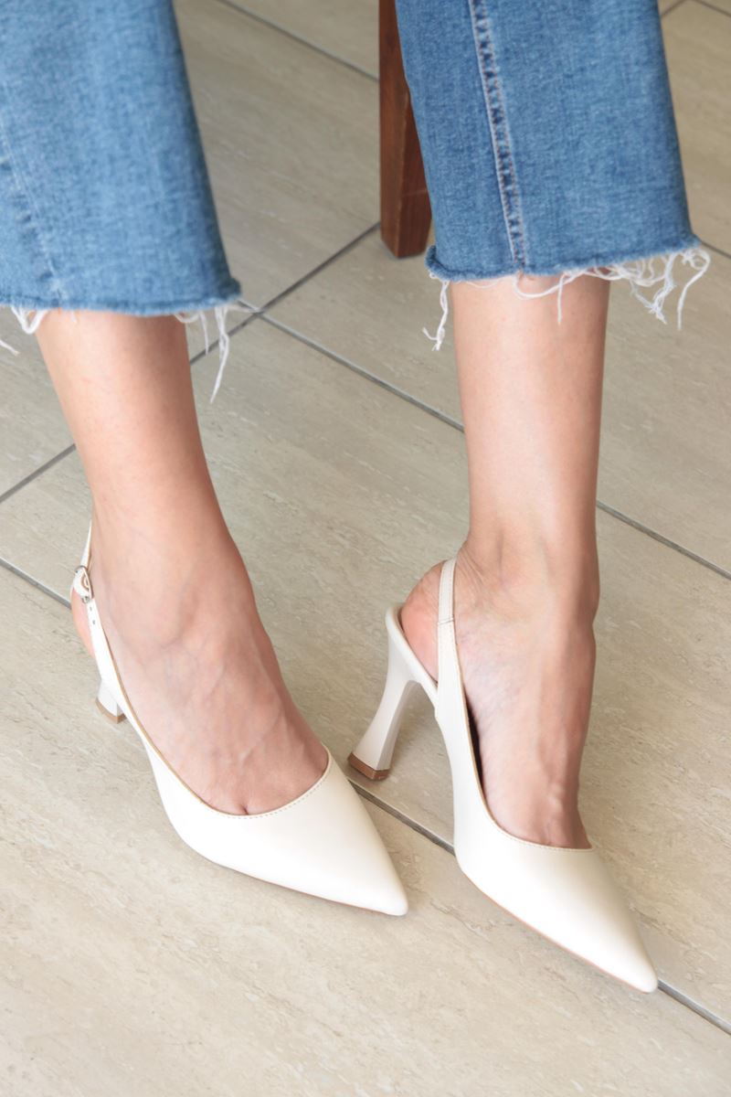 Chiara Kadın Topuklu Ayakkabı Bej Cilt