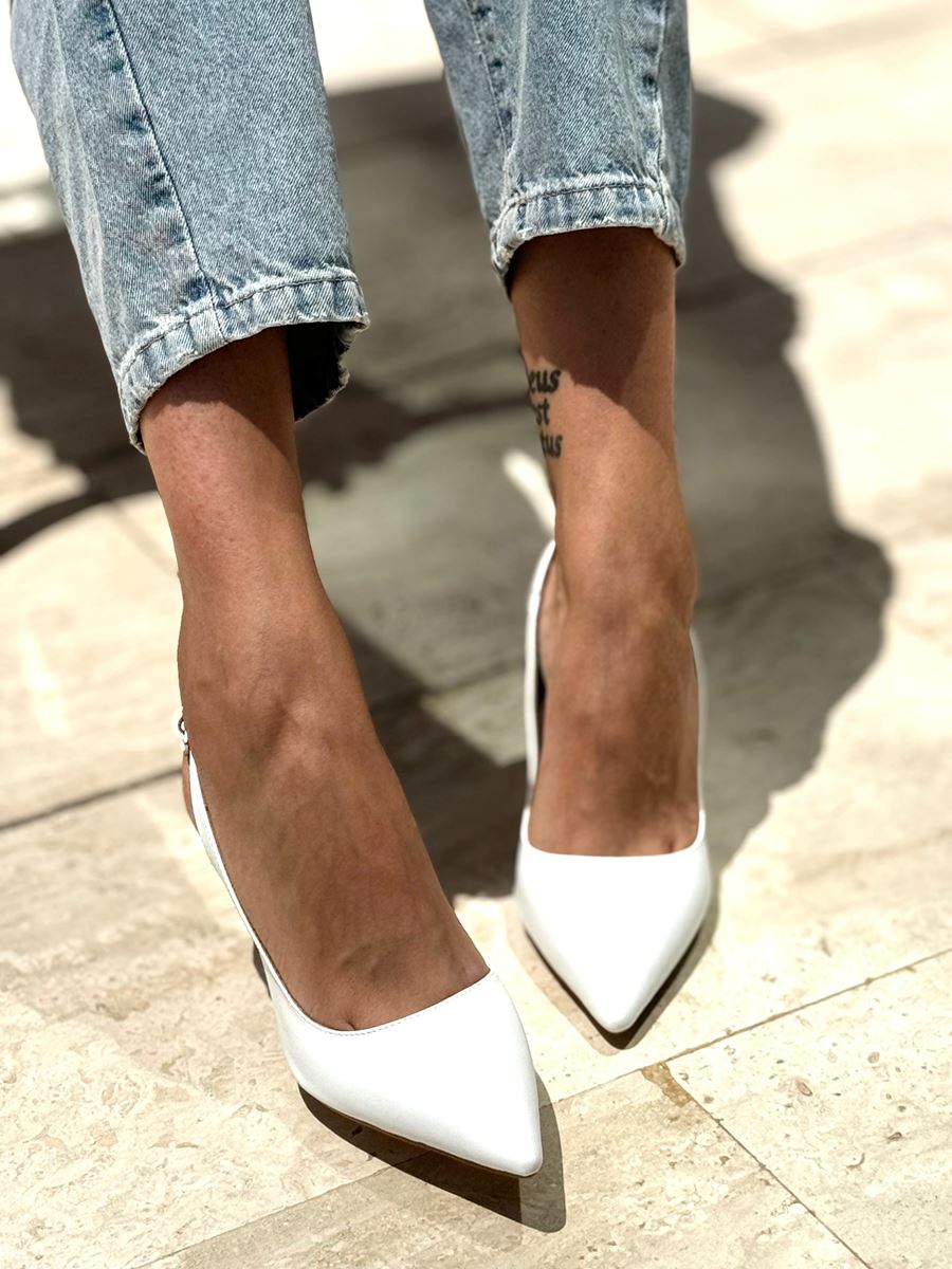 Chiara Kadın Topuklu Ayakkabı BEYAZ CİLT