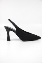 Texas Kadın Siyah Mat Saten Orta Topuklu (8 cm) Topuklu Ayakkabı