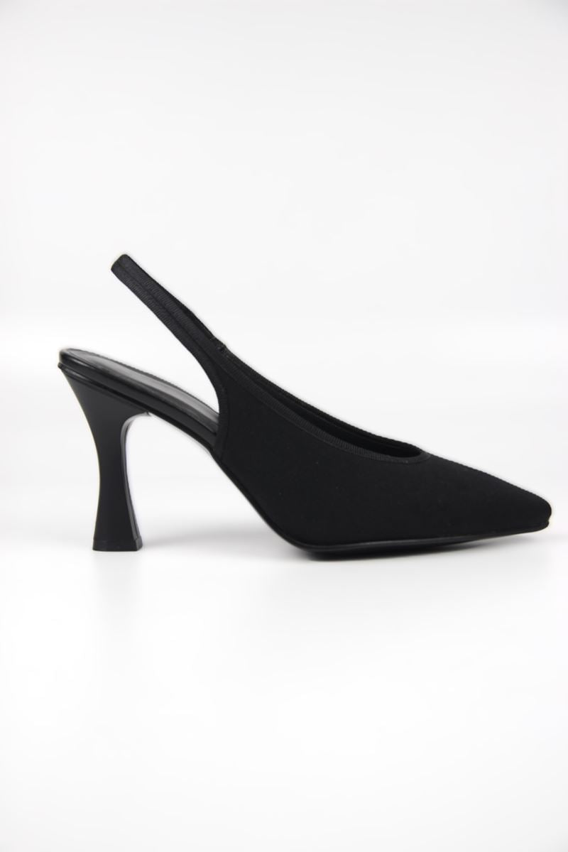 Texas Kadın Siyah Mat Saten Orta Topuklu (8 cm) Topuklu Ayakkabı