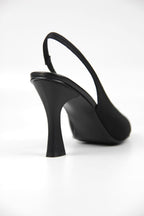 Texas Kadın Siyah Mat Saten Orta Topuklu (8 cm) Topuklu Ayakkabı