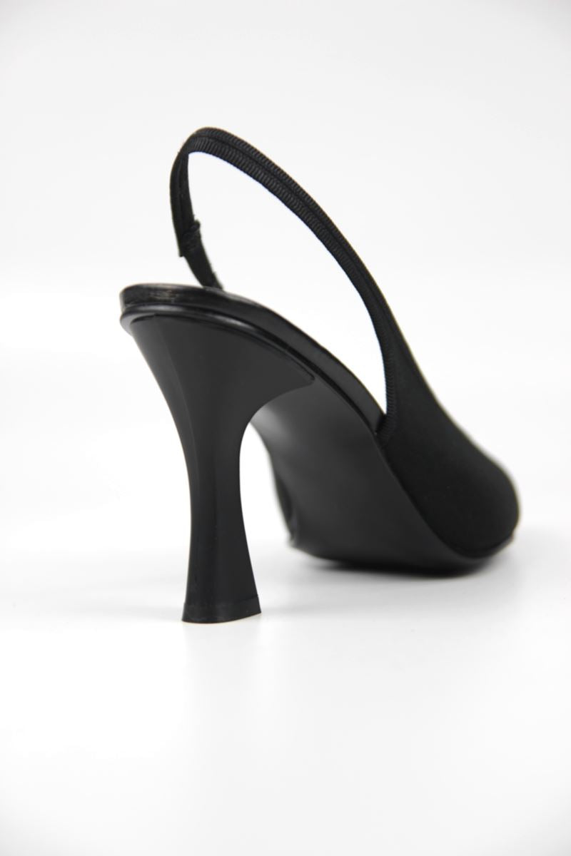 Texas Kadın Siyah Mat Saten Orta Topuklu (8 cm) Topuklu Ayakkabı