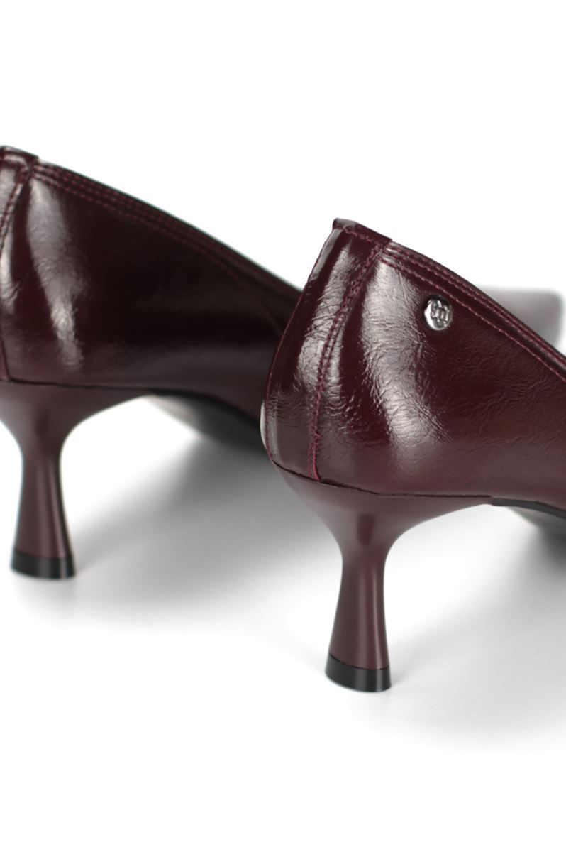 Zelia Esnek Yumuşak Kaymaz Taban (4 cm) Bordo Rugan Kadın Topuklu Ayakkabı