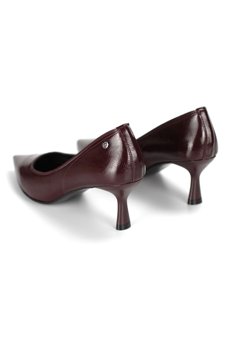 Zelia Esnek Yumuşak Kaymaz Taban (4 cm) Bordo Rugan Kadın Topuklu Ayakkabı