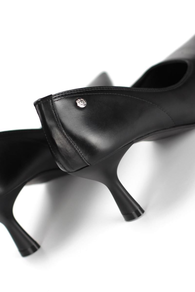 Zelia Esnek Yumuşak Kaymaz Taban (4 cm) Siyah Cilt Kadın Topuklu Ayakkabı