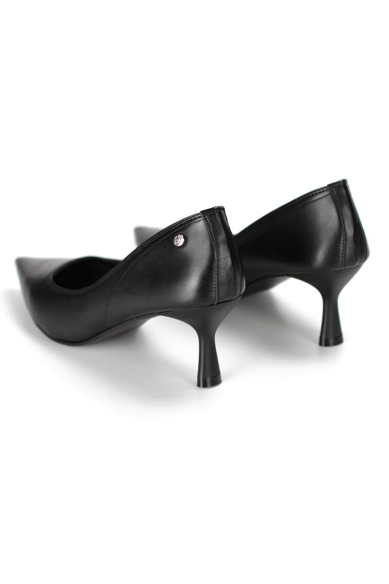 Zelia Esnek Yumuşak Kaymaz Taban (4 cm) Siyah Cilt Kadın Topuklu Ayakkabı