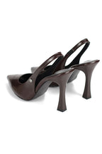 Margaret  Esnek Yumuşak Kaymaz Taban (10 cm) Kahverengi Rugan  Açık Lastikli Kadın Kalın Topuklu Ayakkabı