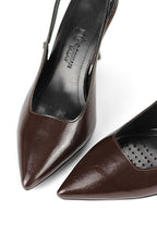 Margaret  Esnek Yumuşak Kaymaz Taban (10 cm) Kahverengi Rugan  Açık Lastikli Kadın Kalın Topuklu Ayakkabı