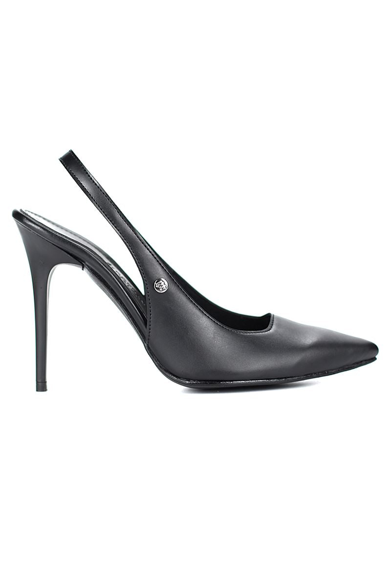 Zerina Siyah Cilt Esnek Yumuşak Kaymaz Taban İnce Topuklu (11cm) Kadın Stiletto