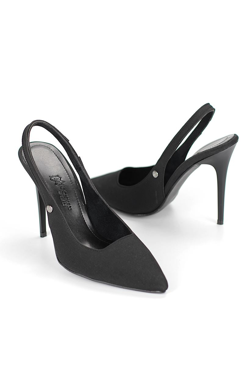 Zerina Siyah Süet Esnek Yumuşak Kaymaz Taban İnce Topuklu (11cm) Kadın Stiletto
