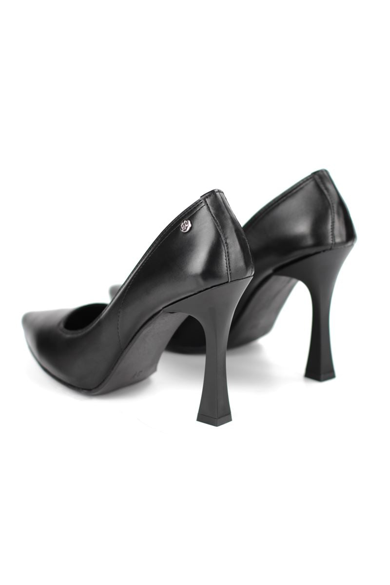 Ravyn Siyah Cilt Yüksek Topuklu (10 cm) Klasik Topuklu Ayakkabı
