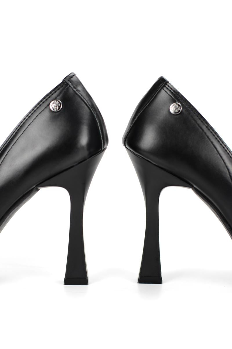 Ravyn Siyah Cilt Yüksek Topuklu (10 cm) Klasik Topuklu Ayakkabı