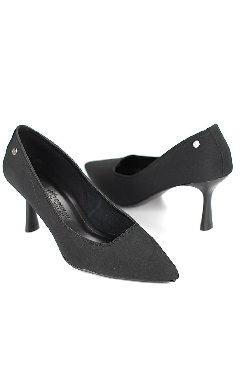 Ayça Esnek Yumuşak Kaymaz Taban (7 cm) Siyah Süet Kadın Topuklu Ayakkabı