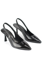 Vivienne Esnek Yumuşak Kaymaz Taban (7 cm) Siyah Rugan Açık Lastikli Kadın Topuklu Ayakkabı