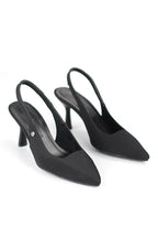 Vivienne Esnek Yumuşak Kaymaz Taban (7 cm) Siyah Süet Açık Lastikli Kadın Topuklu Ayakkabı