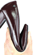 Zaneta Esnek Yumuşak Kaymaz Taban (4 cm) Kadın Kalın Topuk  Bordo Rugan Ayakkabı