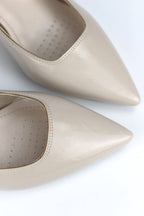 Zelia Esnek Yumuşak Kaymaz Taban (4 cm) Bej  Rugan Kadın Topuklu Ayakkabı