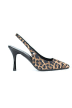 Lavender Esnek Yumuşak Kaymaz Taban (8 cm) Leopar Açık Lastikli Kadın Topuklu Ayakkabı