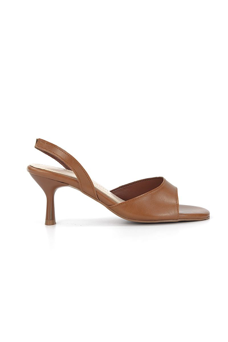 Elira Esnek Yumuşak Kaymaz Taban (4 cm) Karamel Cilt Kadın Topuklu Ayakkabı