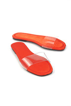 Gauzy Orange Parlak Saten Şeffaf Bant Kadın Terlik