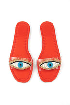 Eye Bead Orange Parlak Saten El Yapımı Doğal Taş Kadın Terlik
