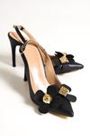 Jeffrey Siyah Çiçekli Yüksek Topuklu (10 cm ) Klasik Topuklu Ayakkabı