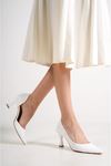Mirinda Beyaz Cilt Sade Orta Topuklu (8 cm) Klasik Topuklu Ayakkabı