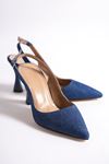 Chiara Lacivert Kot Orta Topuklu (8 cm) Klasik Topuklu Ayakkabı