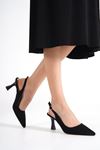 Tweety Siyah Süet Orta Topuklu (6 cm) Klasik Topuklu Ayakkabı