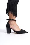 Olivia Siyah Süet Orta Kalın Topuklu (6 cm) Klasik Topuklu Ayakkabı