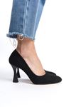 Bloom Siyah Süet Orta Topuklu (8 cm) Klasik Topuklu Ayakkabı