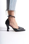 Jany Siyah Cilt Orta Topuklu (8 cm) Klasik Topuklu Ayakkabı