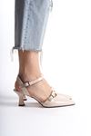 Mira Bej Rugan Orta Topuklu (6 cm) Klasik Topuklu Ayakkabı