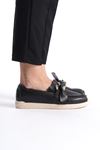 Erica Siyah Cilt Düz Topuklu (1 cm) Loafer Ayakkabı