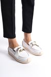 Erica Beyaz Cilt Sade Düz Topuklu (1 cm) Loafer Ayakkabı