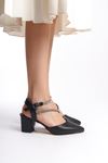 Briella Siyah Cilt Orta Topuklu (6 cm) Abiye Ayakkabı