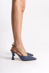 Estelle Lacivert Kot Orta Topuklu(8 cm) Klasik Topuklu Ayakkabı