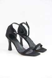 Diana Siyah Süet Orta Topuklu(8 cm) Klasik Topuklu Ayakkabı