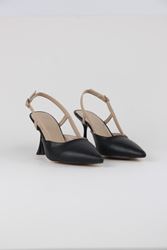 Maude Siyah Cilt Orta Topuklu (8 cm) Klasik Topuklu Ayakkabı