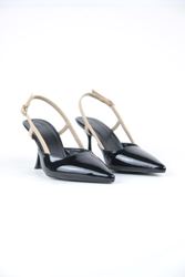 Maude Siyah Rugan Orta Topuklu (8 cm) Klasik Topuklu Ayakkabı