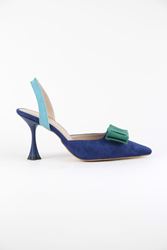 Vanessa Mavi Multi Fiyonklu Orta Topuklu (8 cm) Klasik Topuklu Ayakkabı
