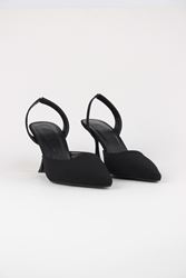 Irene Siyah Süet Orta Topuklu (8 cm) Klasik Topuklu Ayakkabı