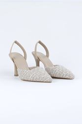 Lori Nude Desenli Kumaş Orta Topuklu(8 cm) Klasik Topuklu Ayakkabı
