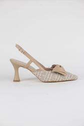Lulu Nude Desenli Kumaş Orta Topuklu(6 cm) Klasik Topuklu Ayakkabı