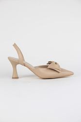 Ember Nude Cilt Fiyonklu Orta Topuklu(6 cm) Klasik Topuklu Ayakkabı