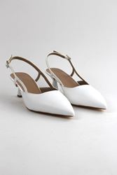 Sophie Beyaz Cilt Alçak Topuklu(4 cm) Klasik Topuklu Ayakkabı 