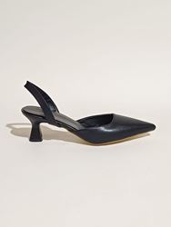 Addison Siyah Cilt Alçak Topuklu(4 cm) Klasik Topuklu Ayakkabı 