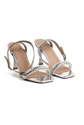 Adela Gümüş Ayna Cilt Orta Topuklu(8 cm) Klasik Topuklu Ayakkabı 