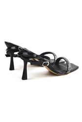 Adela Siyah Rugan Orta Topuklu(8 cm) Klasik Topuklu Ayakkabı 