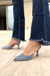 Jolie Açık Kot Orta Topuklu(6 cm) Klasik Topuklu Ayakkabı